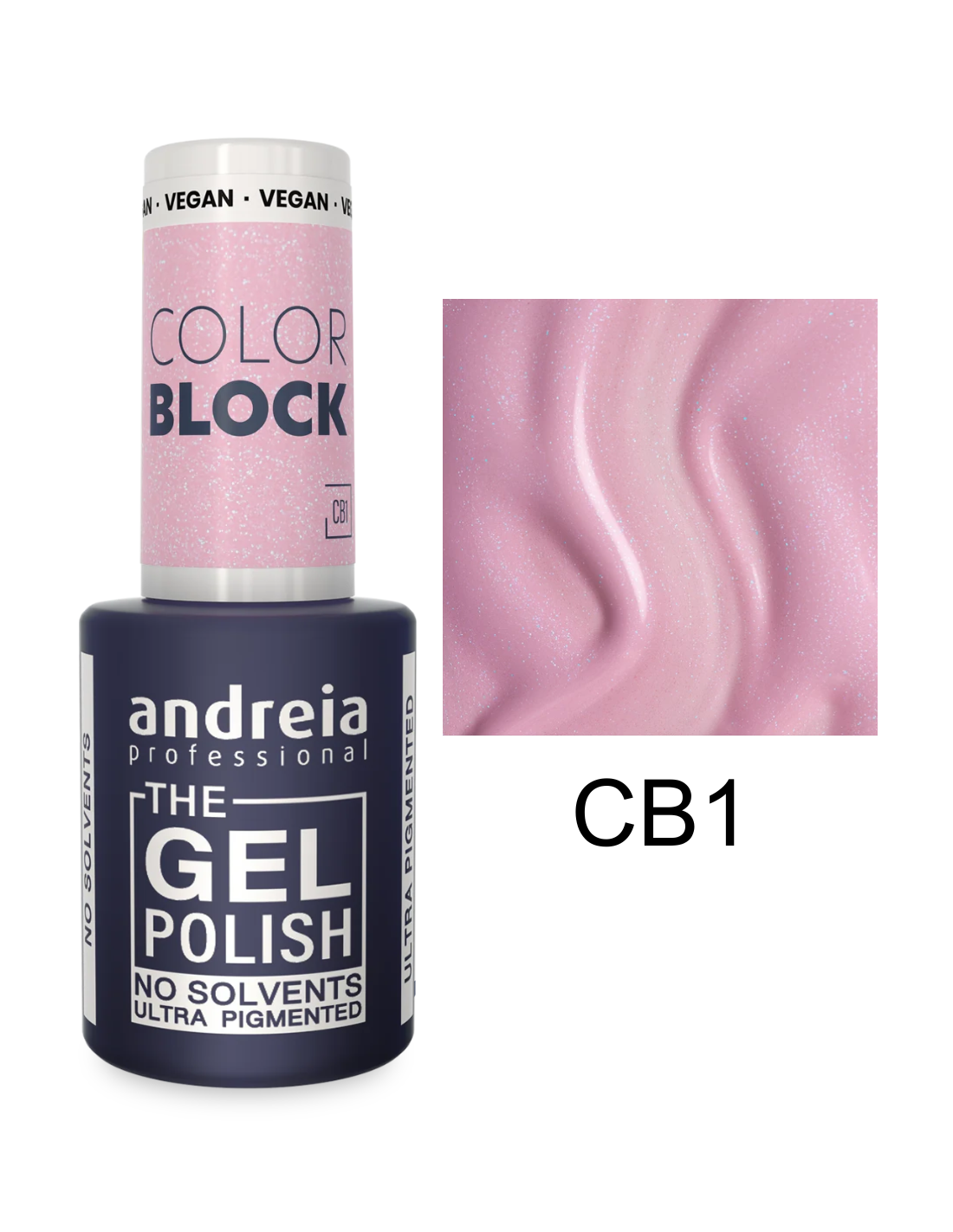 The Gel Polish Andreia Cor CB1 Frasco de verniz gel rosa glitter Andreia Professional