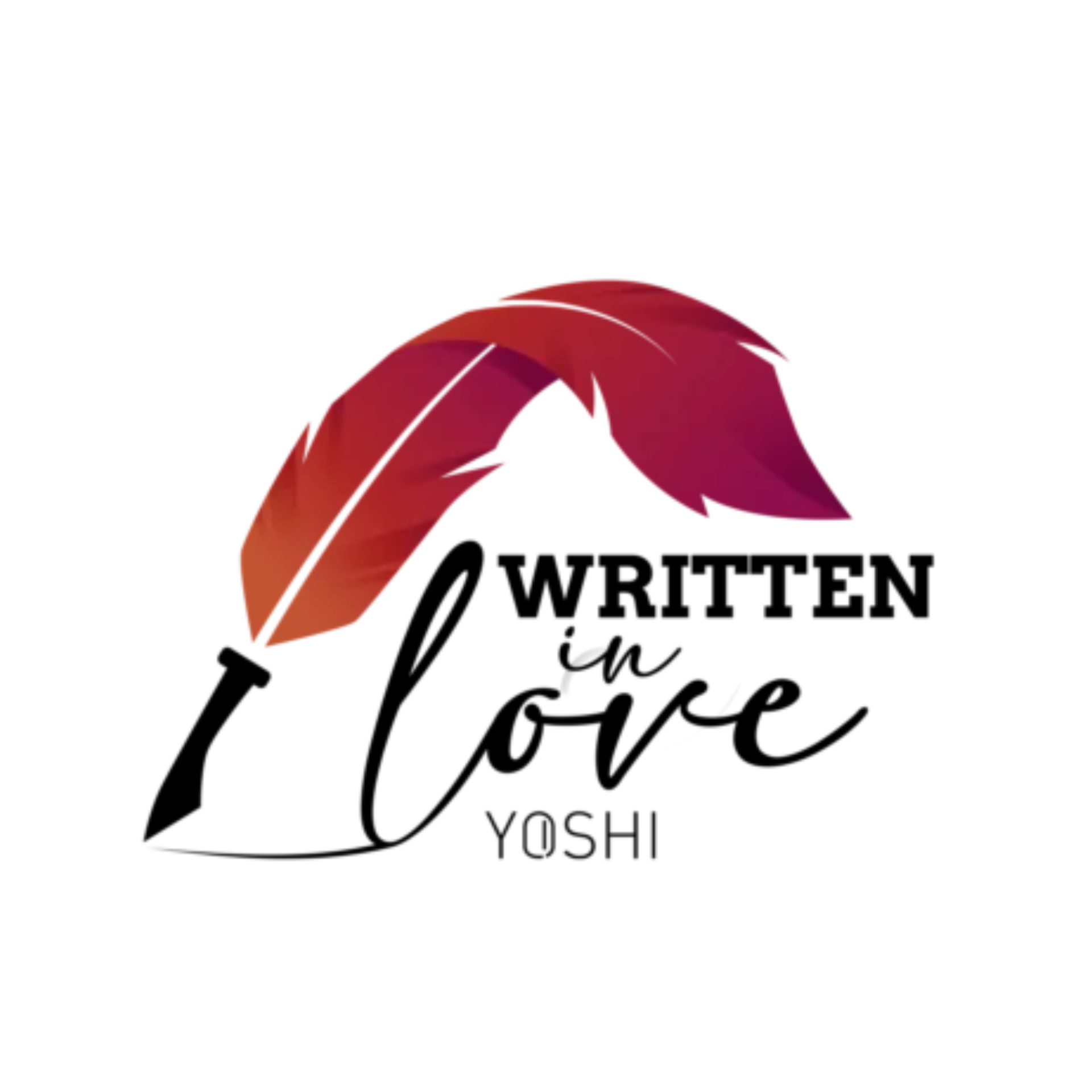 Yoshi Gel Polish - Written In Love Collection Logótipo com pena vermelha e texto WRITTEN in love YOSHI