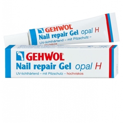 Gel reparador de unhas GEHWOL Nail repair Gel opal H em embalagem branca e azul