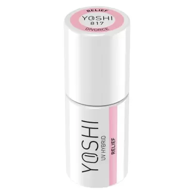 Frasco branco de verniz para unhas YOSHI com detalhes em rosa.