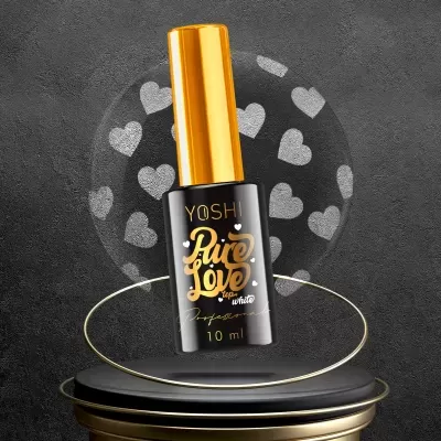 Frasco preto de verniz de unhas YOSHI Pure Love com tampa dourada