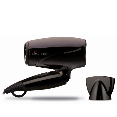 Secador de cabelo portátil preto com cabo dobrável e bocel removível