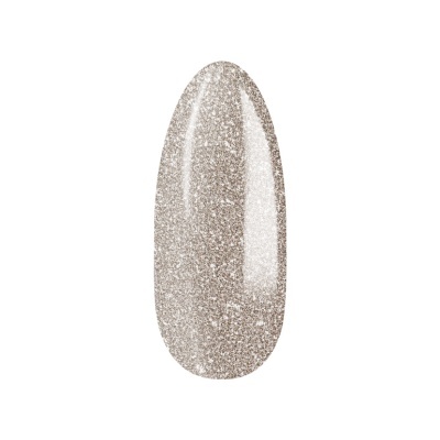 Esmalte de unhas nude com glitter e acabamento brilhante