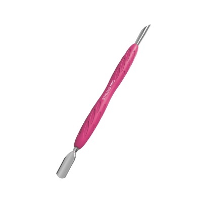 Ferramenta de manicure com cabo rosa e pontas metálicas