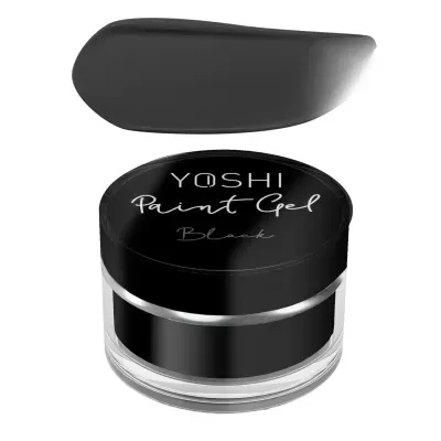Pote de gel de pintura preto YOSHI Paint Gel Black com amostra da cor