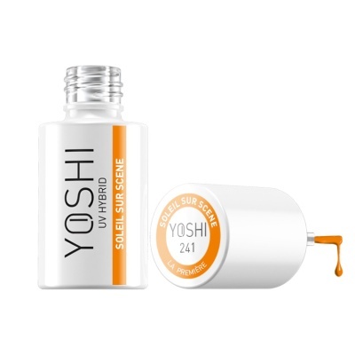 Verniz para unhas Yoshi UV Hybrid cor laranja 241 em frasco branco com tampa