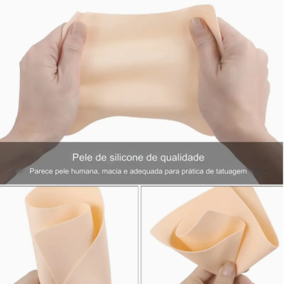 Pele de silicone flexível, cor bege claro, para prática de tatuagem