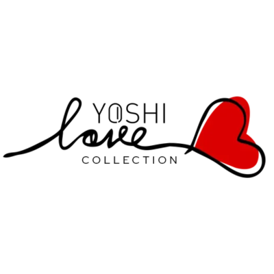 Logotipo YOSHI love COLLECTION com coração vermelho