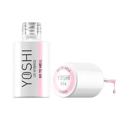 frasco de verniz para unhas UV híbrido YOSHI cor rosa claro aberto
