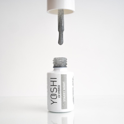 Frasco de verniz UV híbrido YOSHI cinza brilhante com pincel