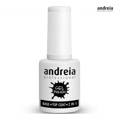 Frasco branco de verniz gel Andreia Professional com texto preto em destaque