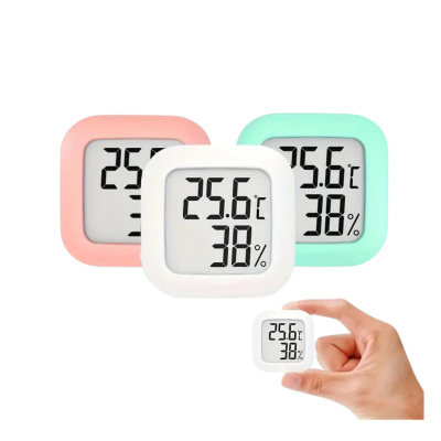 Termómetro e higrómetro digital com ecrã quadrado em 3 cores