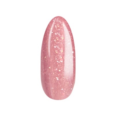 Unha artificial rosa cintilante com glitter prateado