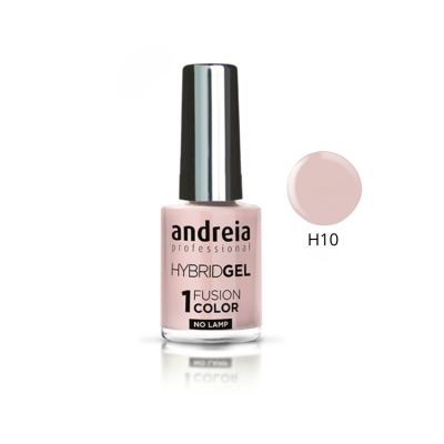 Verniz para unhas Andreia HybridGel cor H10 rosa claro em frasco com tampa preta e prata