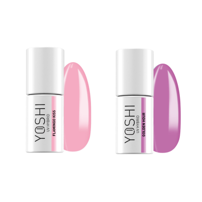 Dois frascos de verniz para unhas YQSHI, um rosa claro e outro lilás