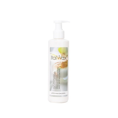 Frasco branco de emulsão pós-depilatória ItalWax com dispensador