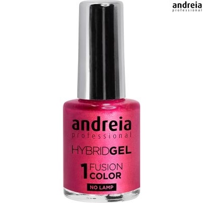 Frasco de verniz de unhas rosa metálico da marca andreia