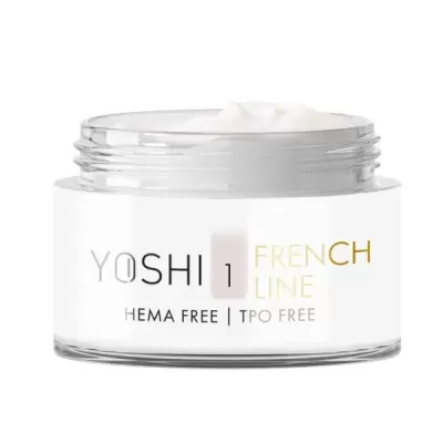 Frasco de creme branco YOSHI French Line aberto com texto HEMA FREE | TPO FREE