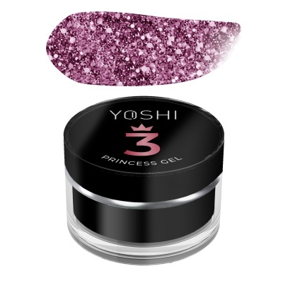 Gel rosa cintilante para unhas em frasco preto e transparente
