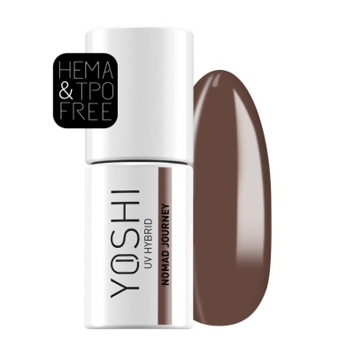 Verniz de unhas híbrido YOSHI UV HYBRID marrom com selo HEMA & TPO FREE