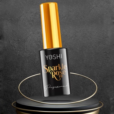Frasco de verniz para unhas YOSHI Sparkle Rose top preto e dourado