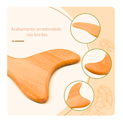 Peça de madeira clara com acabamento arredondado nas bordas destacada