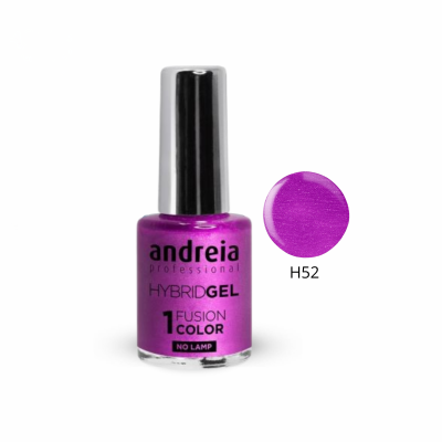 Verniz de unhas roxo com texto de marca e código de cor H52.
