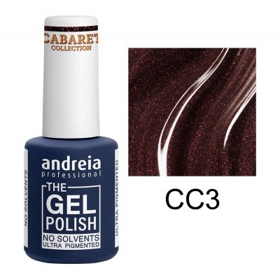 Verniz de unhas gel Andreia Professional CABARET COLLECTION cor CC3 castanho escuro cintilante