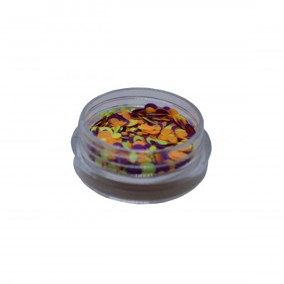 Frasco pequeno transparente com confetes coloridos