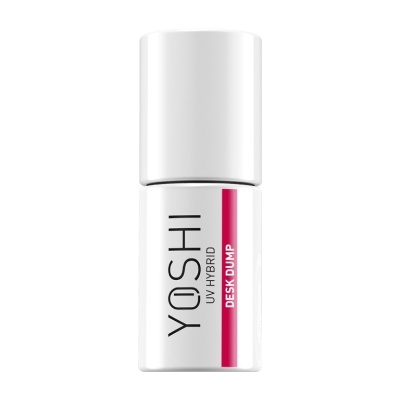 Frasco branco de verniz UV híbrido com tampa e rótulo YQSH UV HYBRID DESK DUMP