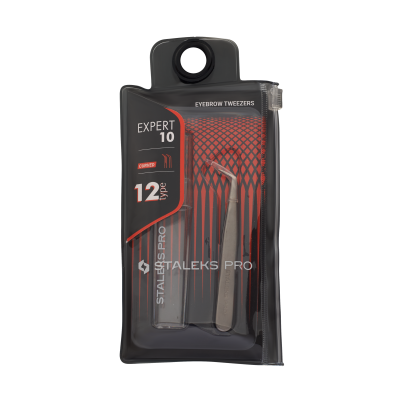 Pinça para sobrancelhas Staleks Pro Expert 10 tipo 12 em bolsa preta transparente