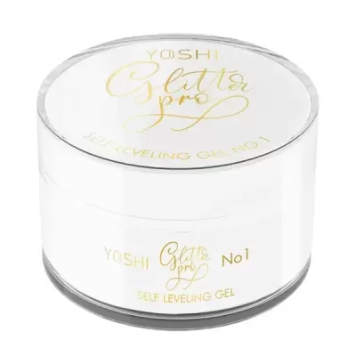 Frasco de gel YOSHI Glitter Pro No1 Self Leveling Gel com tampa transparente