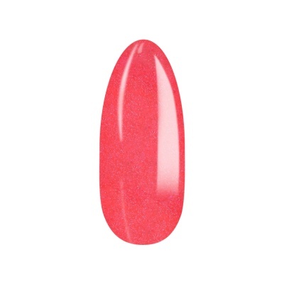 Amostra de verniz de unhas rosa coral brilhante oval