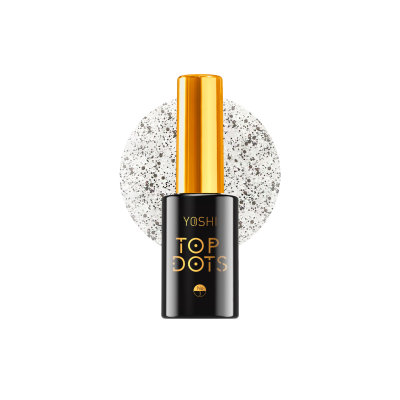Frasco de verniz ou gel para unhas Yoshi Top Dots preto com tampa dourada