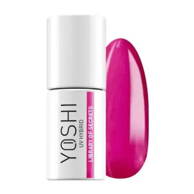 Frasco de verniz para unhas YOSHI UV HYBRID rosa com amostra da cor