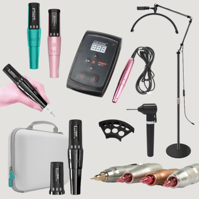 máquina de tatuagem recarregável com acessórios diversos