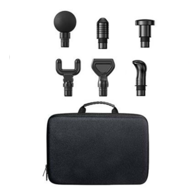Conjunto de cabeças de massageador e mala de transporte preta