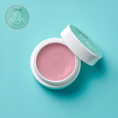 Creme gel rosa com tampa azul e branco, YOSHI GO SHAPE