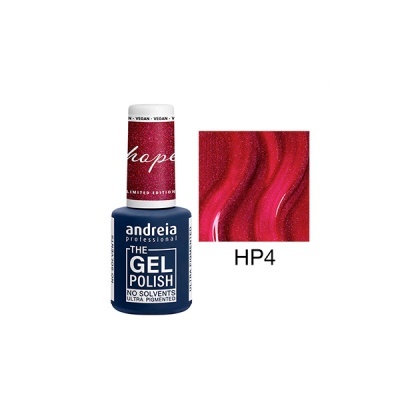 Verniz em gel Andreia Professional The Gel Polish azul com tampa rosa cintilante e amostra de cor HP4