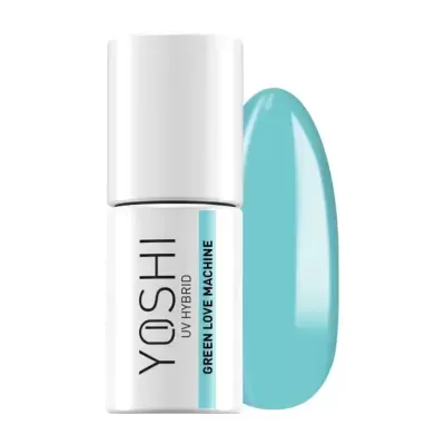 Esmalte de unhas YOSHI UV HYBRID azul turquesa com rótulo branco