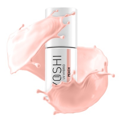 Frasco branco de produto cosmético com líquido cor de pêssego