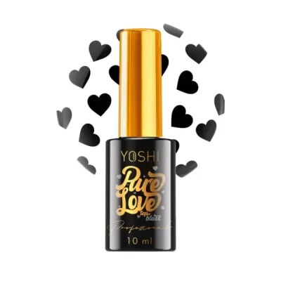 Frasco preto de verniz ou cosmético com tampa dourada e corações pretos