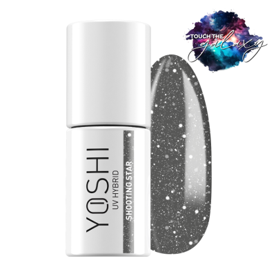 Verniz UV híbrido YOSHI Shooting Star com amostra de cor cinzento estelar