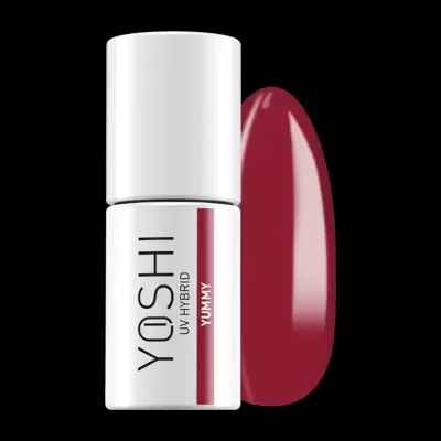 Frasco branco de verniz de unhas YOSHI UV HYBRID cor vinho
