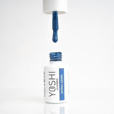 Frasco de verniz de unhas azul cintilante YOSHI UV HYBRID com pincel