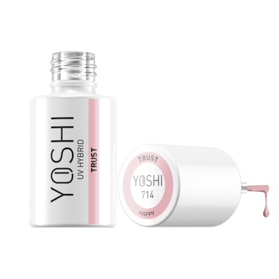 Frasco de verniz de unhas YOSHI UV Hybrid com tampa e verniz rosa