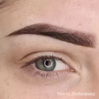 Olho humano com sobrancelha escura e pele clara ao redor