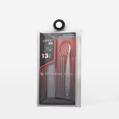 Pinça Staleks Pro Expert 40 para pestanas 13 cm em embalagem transparente