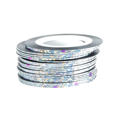 Rolo de fita adesiva fina prateada com padrão holográfico