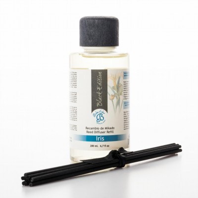 Recarga de difusor mikado Iris com varetas pretas e tampa cinza
